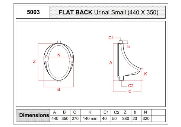 5003 - Flat Back Small Urinal - Image 2